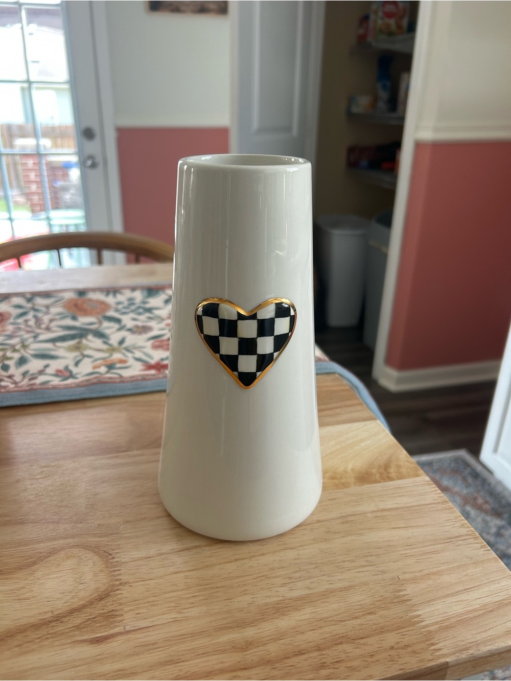 Mackenzie Childs Heart Courtly Check Vase